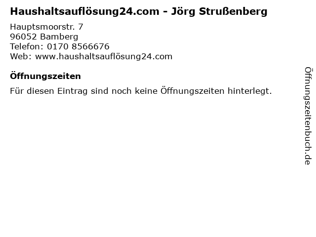 Haushaltsauflösung24.com - Jörg Strußenberg in Bamberg: Adresse und Öffnungszeiten