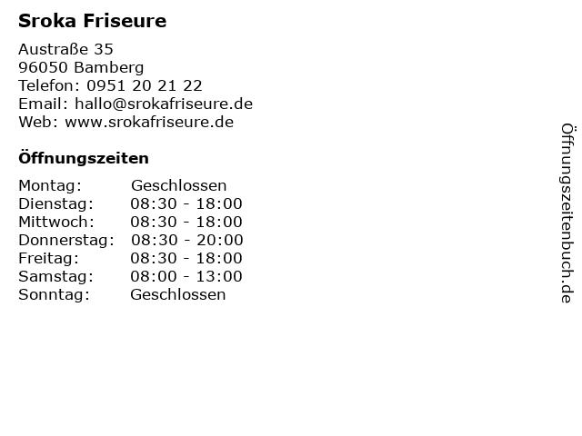 Sroka Friseure in Bamberg: Adresse und Öffnungszeiten