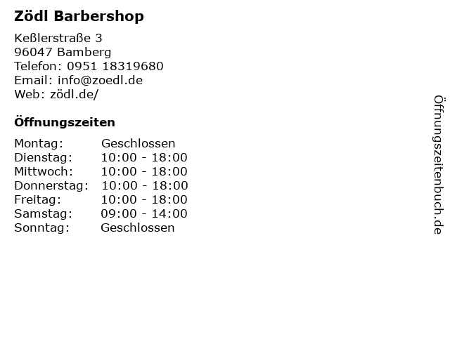 Zödl Barbershop in Bamberg: Adresse und Öffnungszeiten