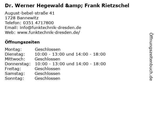 Dr. Hegewald & Rietzschel Funk + Kommunikationstechnik in Bannewitz: Adresse und Öffnungszeiten