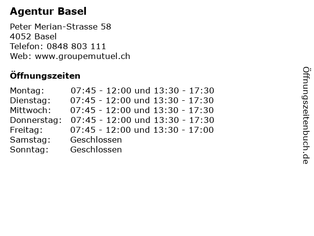 Agentur Basel in Basel: Adresse und Öffnungszeiten