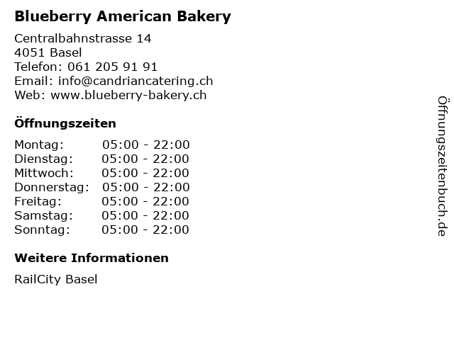 Blueberry American Bakery in Basel: Adresse und Öffnungszeiten