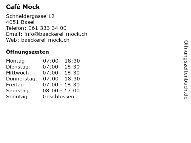 Café Mock in Basel: Adresse und Öffnungszeiten
