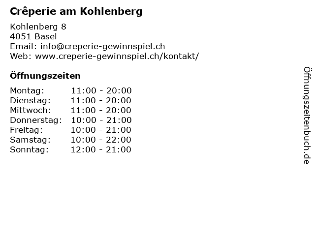 Crêperie am Kohlenberg in Basel: Adresse und Öffnungszeiten