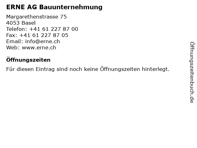 ERNE AG Bauunternehmung in Basel: Adresse und Öffnungszeiten