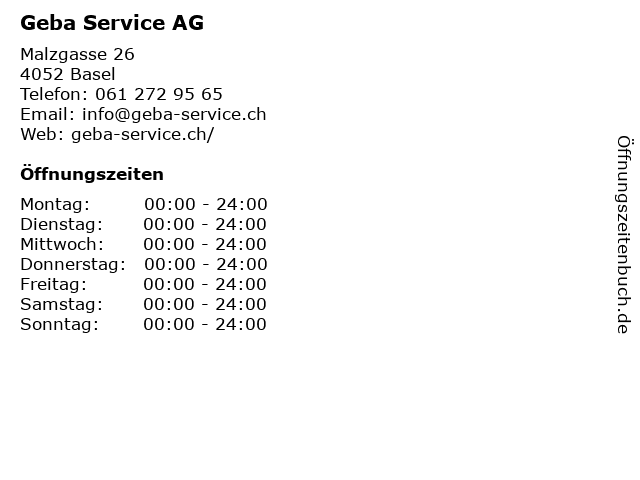 Geba Service AG in Basel: Adresse und Öffnungszeiten