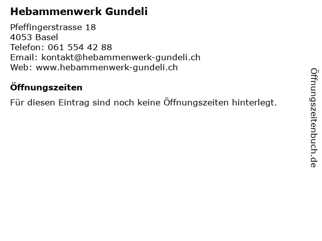 Hebammenwerk Gundeli in Basel: Adresse und Öffnungszeiten