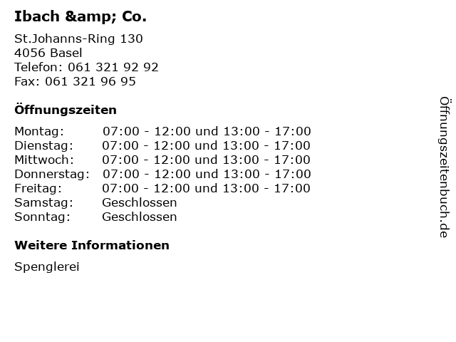 Ibach & Co. in Basel: Adresse und Öffnungszeiten