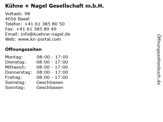 Kühne + Nagel Gesellschaft m.b.H. in Basel: Adresse und Öffnungszeiten