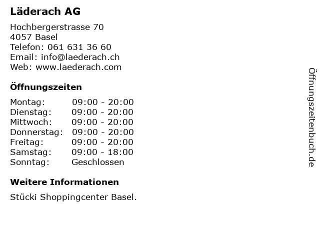 Läderach AG in Basel: Adresse und Öffnungszeiten