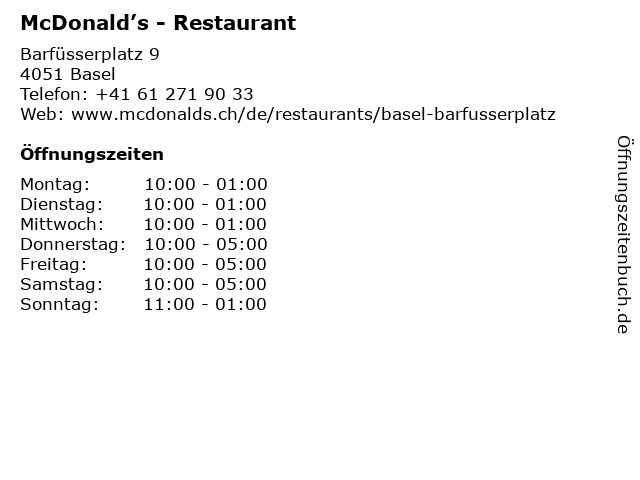 McDonald’s - Restaurant in Basel: Adresse und Öffnungszeiten