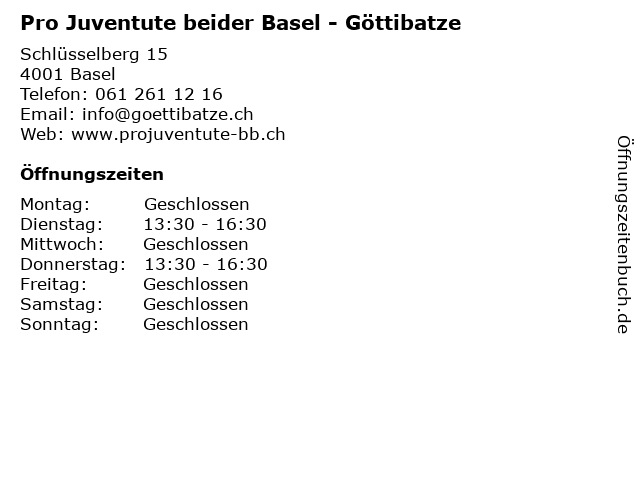 Pro Juventute beider Basel - Göttibatze in Basel: Adresse und Öffnungszeiten