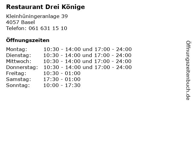 Restaurant Drei Könige in Basel: Adresse und Öffnungszeiten