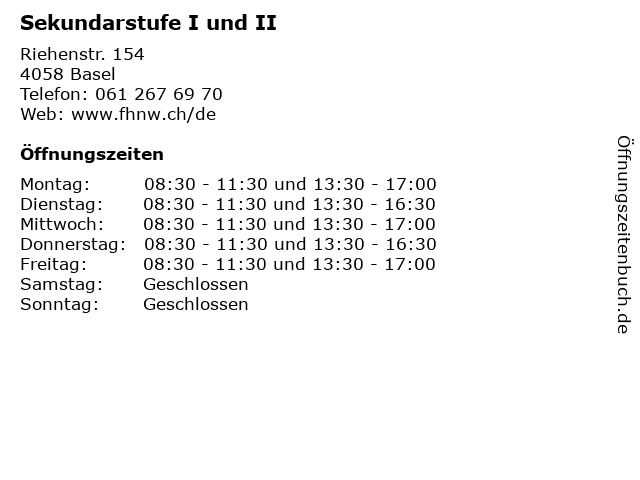 Sekundarstufe I und II in Basel: Adresse und Öffnungszeiten