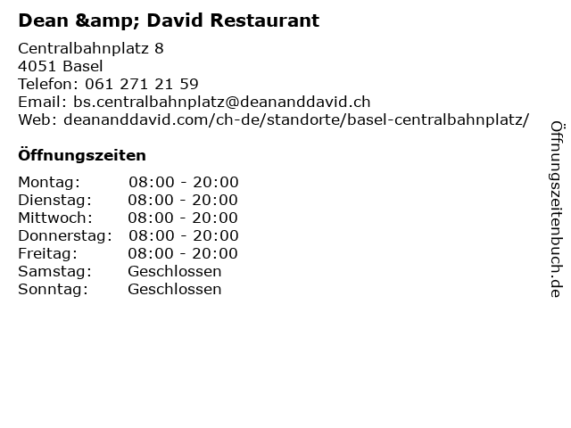 dean & david - fresh to eat in Basel: Adresse und Öffnungszeiten