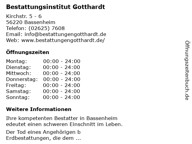 Bestattungsinstitut Gotthardt in Bassenheim: Adresse und Öffnungszeiten