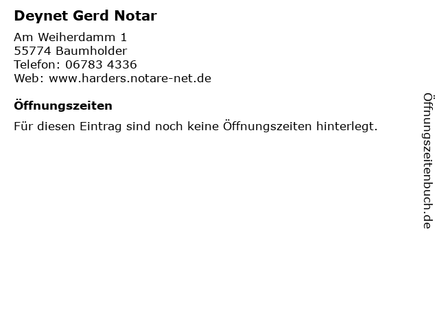 Deynet Gerd Notar in Baumholder: Adresse und Öffnungszeiten