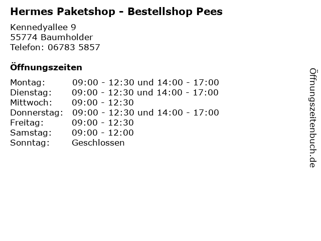 Hermes Paketshop - Bestellshop Pees in Baumholder: Adresse und Öffnungszeiten