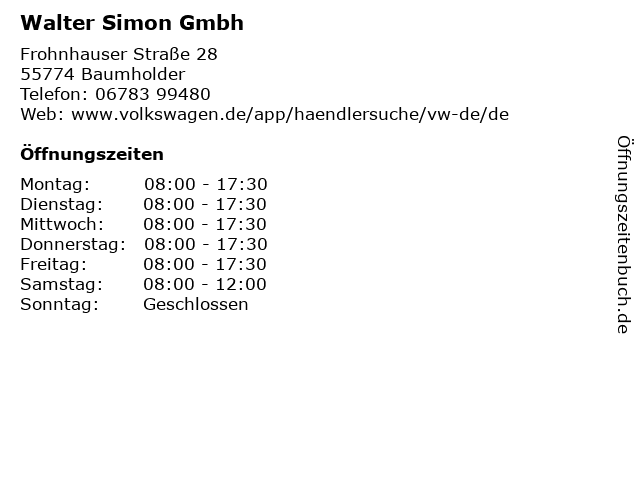 Walter Simon Gmbh in Baumholder: Adresse und Öffnungszeiten