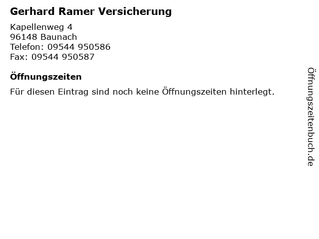 Gerhard Ramer Versicherung in Baunach: Adresse und Öffnungszeiten