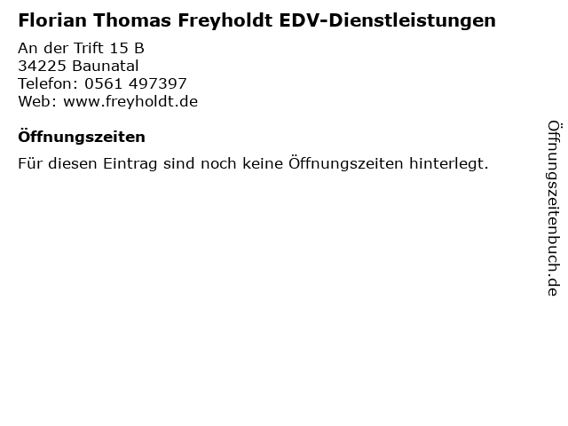 Florian Thomas Freyholdt EDV-Dienstleistungen in Baunatal: Adresse und Öffnungszeiten