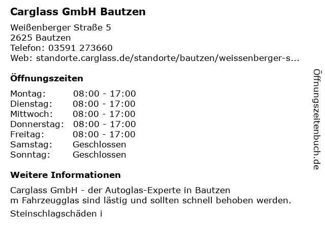 Carglass GmbH Bautzen in Bautzen: Adresse und Öffnungszeiten