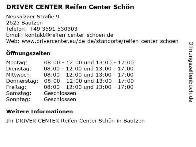 DRIVER CENTER Reifen Center Schön in Bautzen: Adresse und Öffnungszeiten
