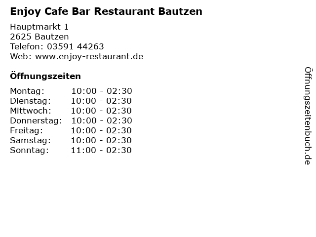 Enjoy Cafe Bar Restaurant Bautzen in Bautzen: Adresse und Öffnungszeiten