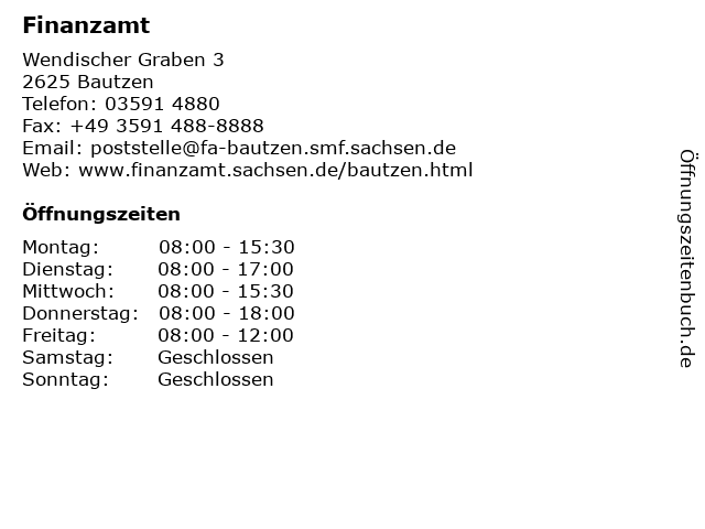 Finanzamt in Bautzen: Adresse und Öffnungszeiten