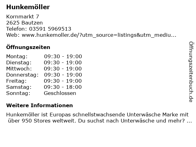 Hunkemöller in Bautzen: Adresse und Öffnungszeiten