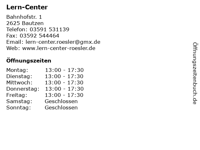 Lern-Center in Bautzen: Adresse und Öffnungszeiten