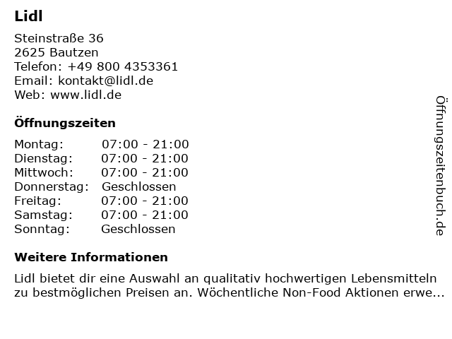 Lidl in Bautzen: Adresse und Öffnungszeiten