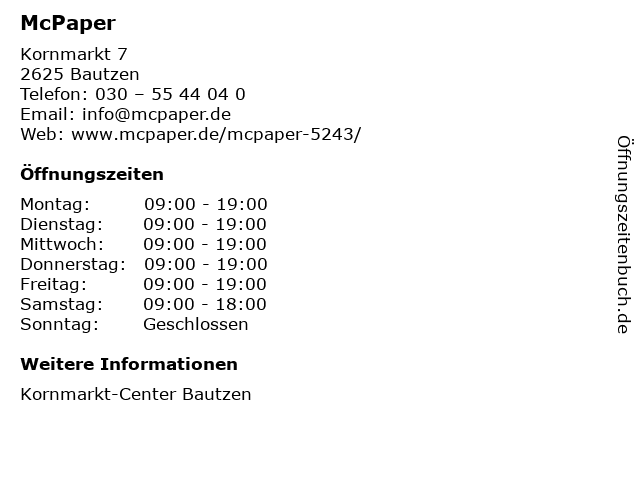 McPaper - Deutsche Post Filiale in Bautzen: Adresse und Öffnungszeiten