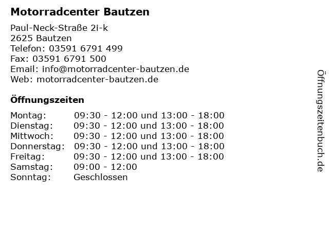 Motorradcenter Bautzen in Bautzen: Adresse und Öffnungszeiten