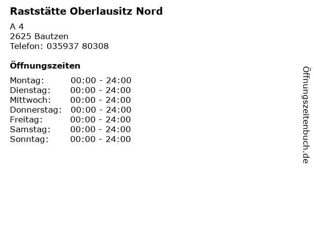Raststätte Oberlausitz Nord in Bautzen: Adresse und Öffnungszeiten