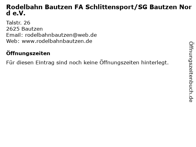 Rodelbahn Bautzen FA Schlittensport/SG Bautzen Nord e.V. in Bautzen: Adresse und Öffnungszeiten