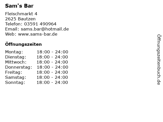 Sam's Bar in Bautzen: Adresse und Öffnungszeiten