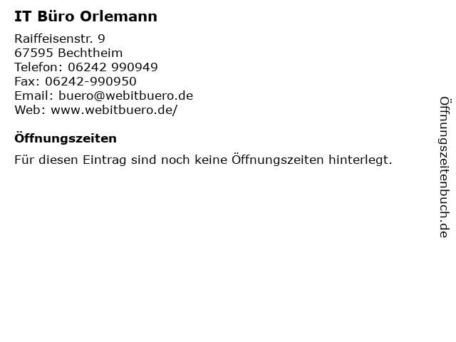 IT Büro Orlemann in Bechtheim: Adresse und Öffnungszeiten