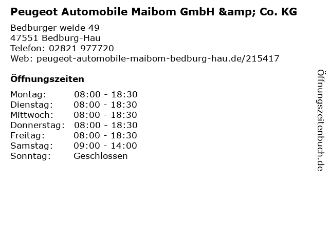 „Peugeot Automobile Maibom GmbH & | Bedburger weide 49 in Bedburg-Hau