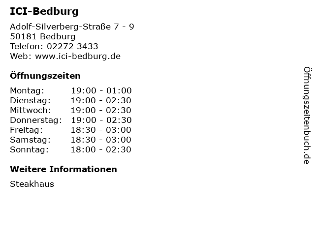 ICI-Bedburg in Bedburg: Adresse und Öffnungszeiten
