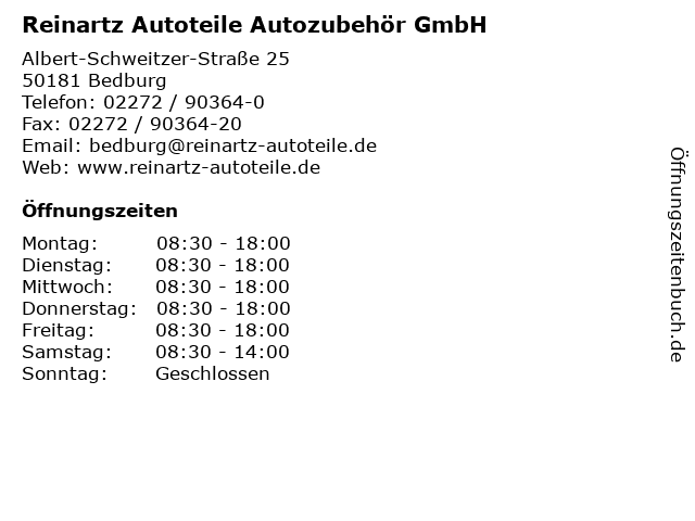 Reinartz Autoteile Autozubehör GmbH in Bedburg: Adresse und Öffnungszeiten