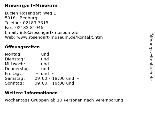 Rosengart-Museum in Bedburg: Adresse und Öffnungszeiten
