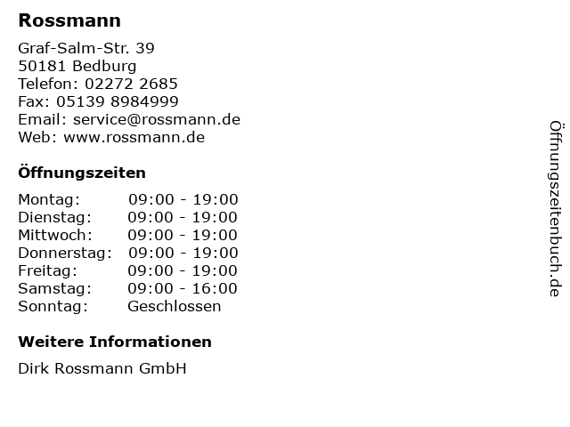 Rossmann in Bedburg: Adresse und Öffnungszeiten