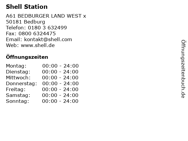 Shell Station in Bedburg: Adresse und Öffnungszeiten