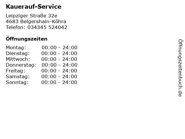 Kauerauf-Service in Belgershain-Köhra: Adresse und Öffnungszeiten
