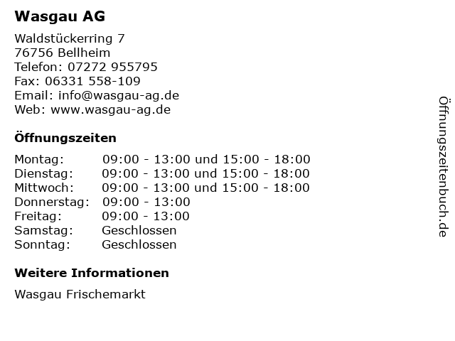 Wasgau AG in Bellheim: Adresse und Öffnungszeiten