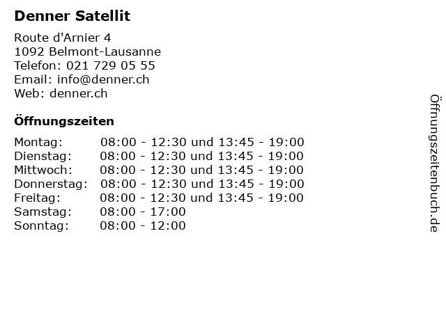 Denner Satellit in Belmont-Lausanne: Adresse und Öffnungszeiten