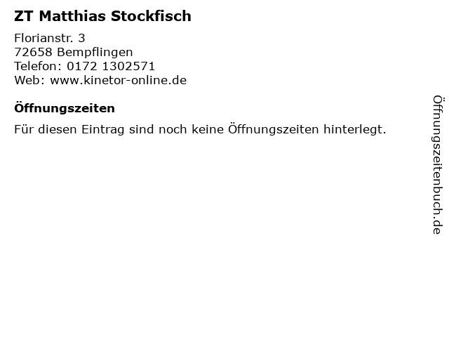 ZT Matthias Stockfisch in Bempflingen: Adresse und Öffnungszeiten