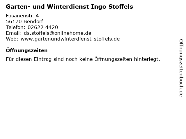 Garten- und Winterdienst Ingo Stoffels in Bendorf: Adresse und Öffnungszeiten