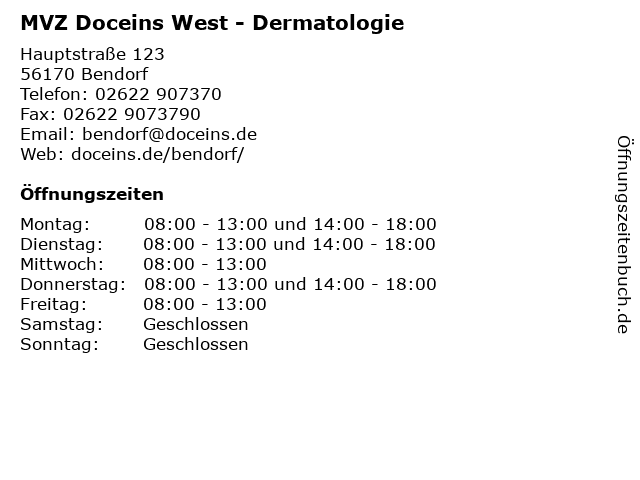 MVZ Doceins West - Dermatologie in Bendorf: Adresse und Öffnungszeiten